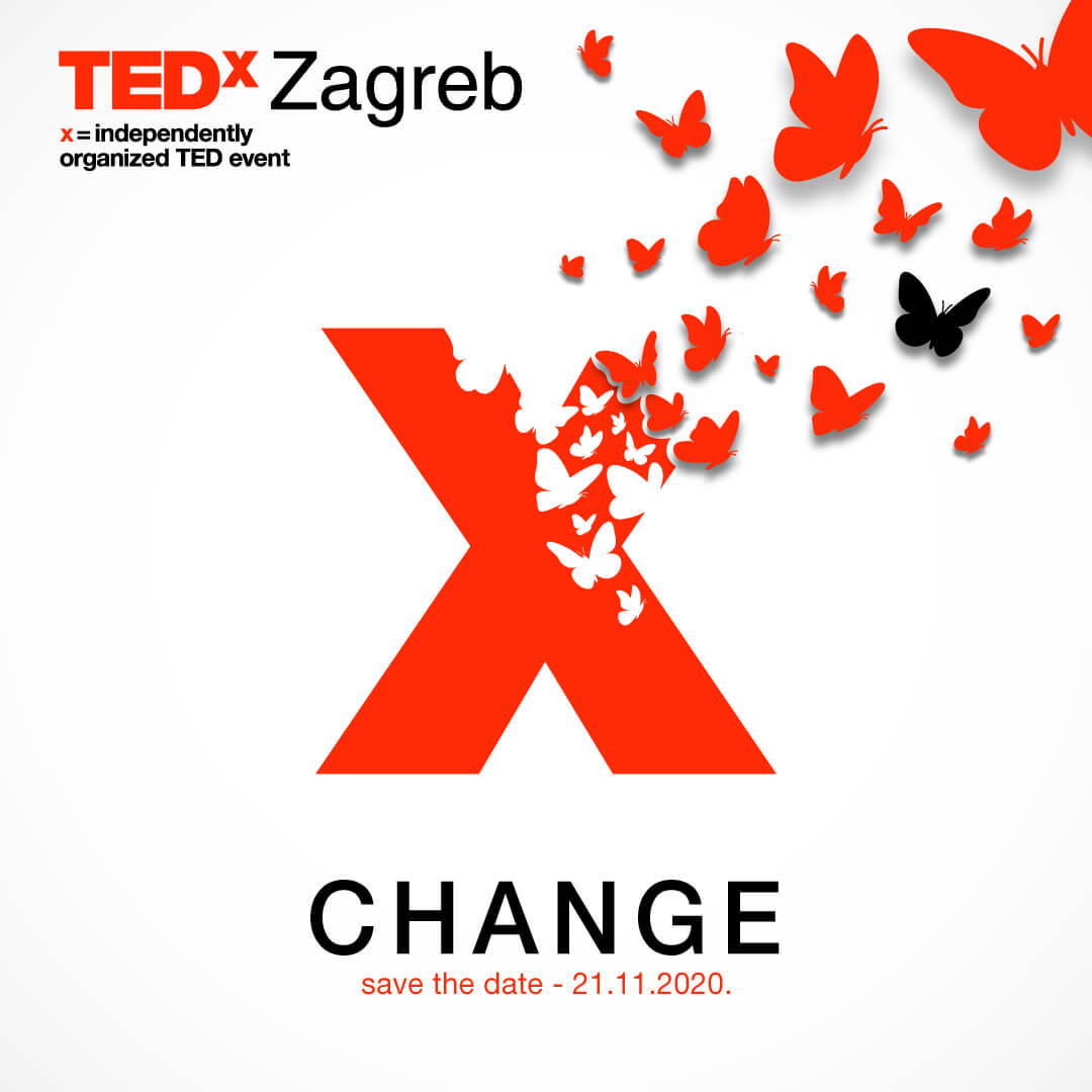 Letter X turns into butterflies symbolic change graphic