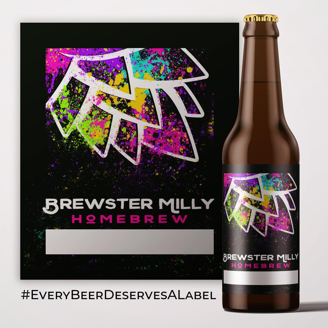Splatter hop illustration on beer label