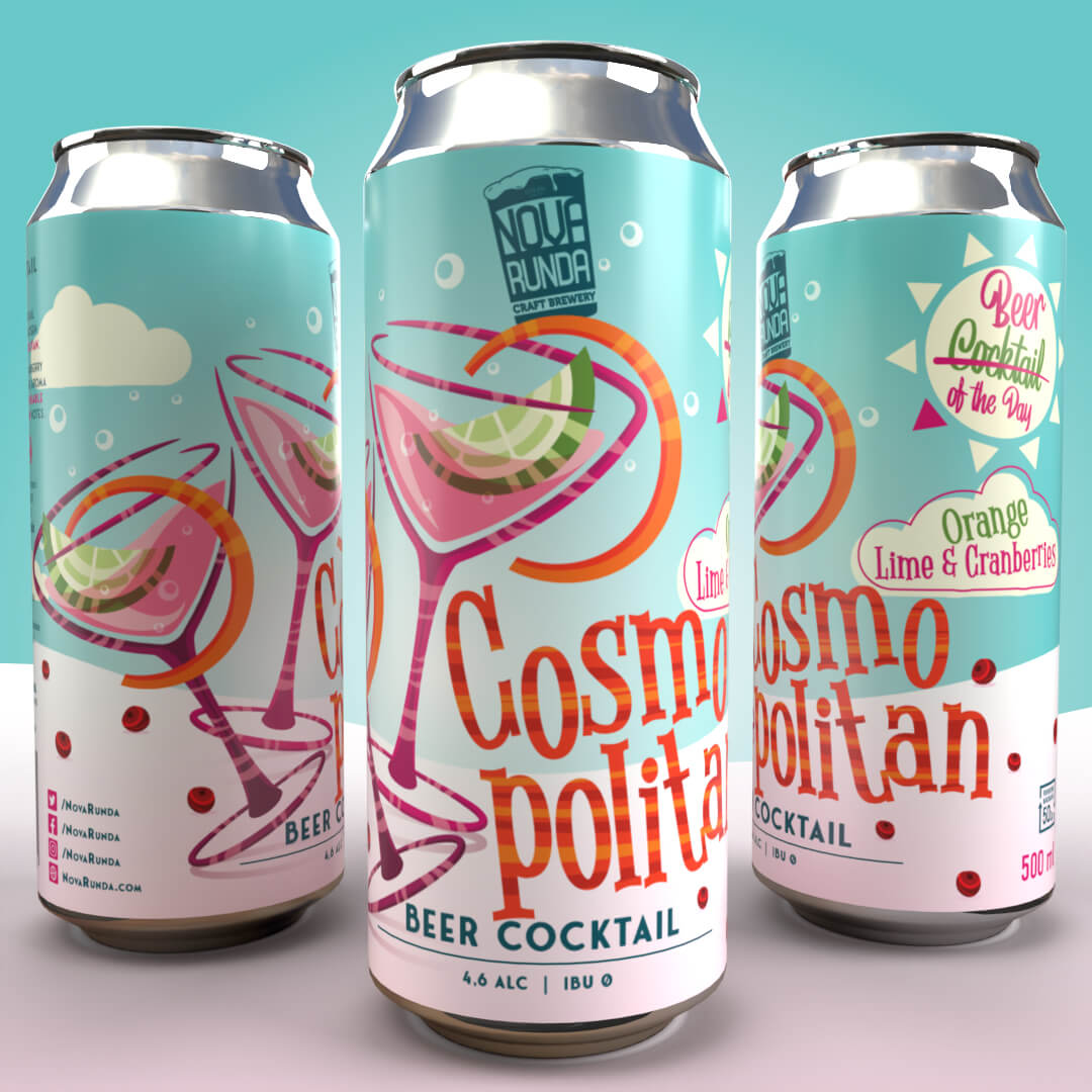 Beer can with cocktail illustration