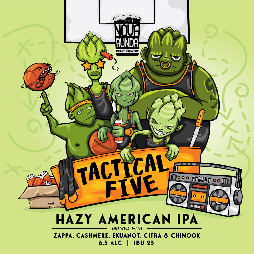 5 basketball hop head players illustration for craft beer
